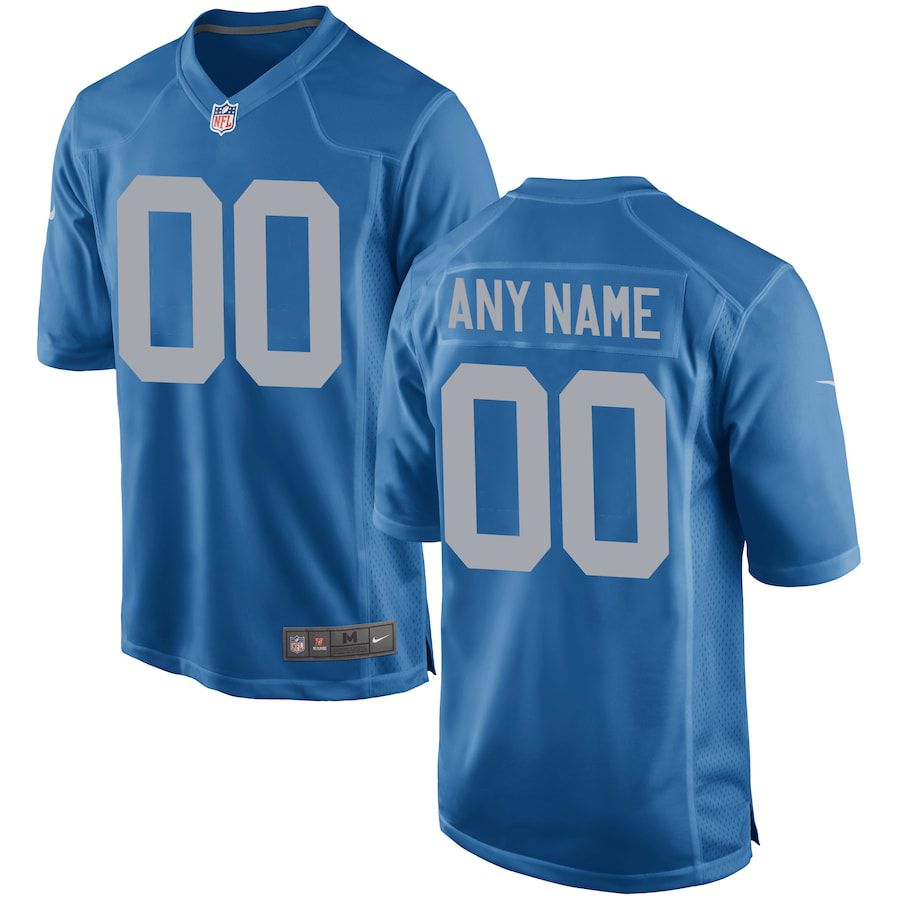 Men Detroit Lions Nike Blue Throwback Custom Game NFL Jersey
